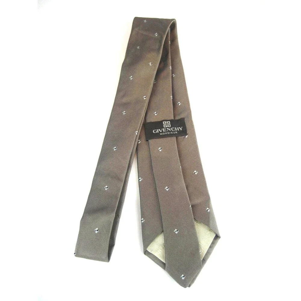 Givenchy Monsieur 100% Silk Brown Geometric Design  Necktie